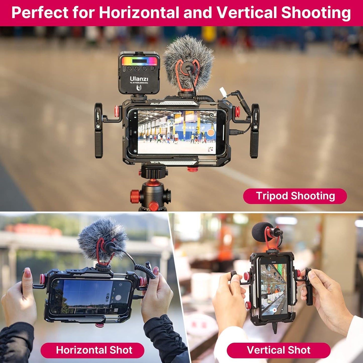 ULANZI Lino Smartphone Video Rig with Handles for iPhone 13, 8 Plus