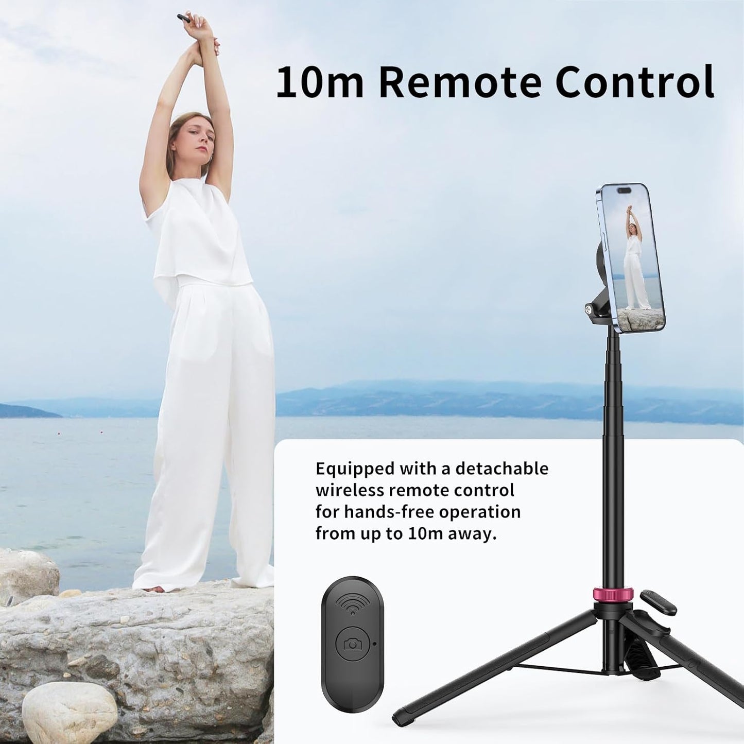 Ulanzi MT-84 61" Phone Tripod, Magnetic Selfie Stick with Remote for iPhone