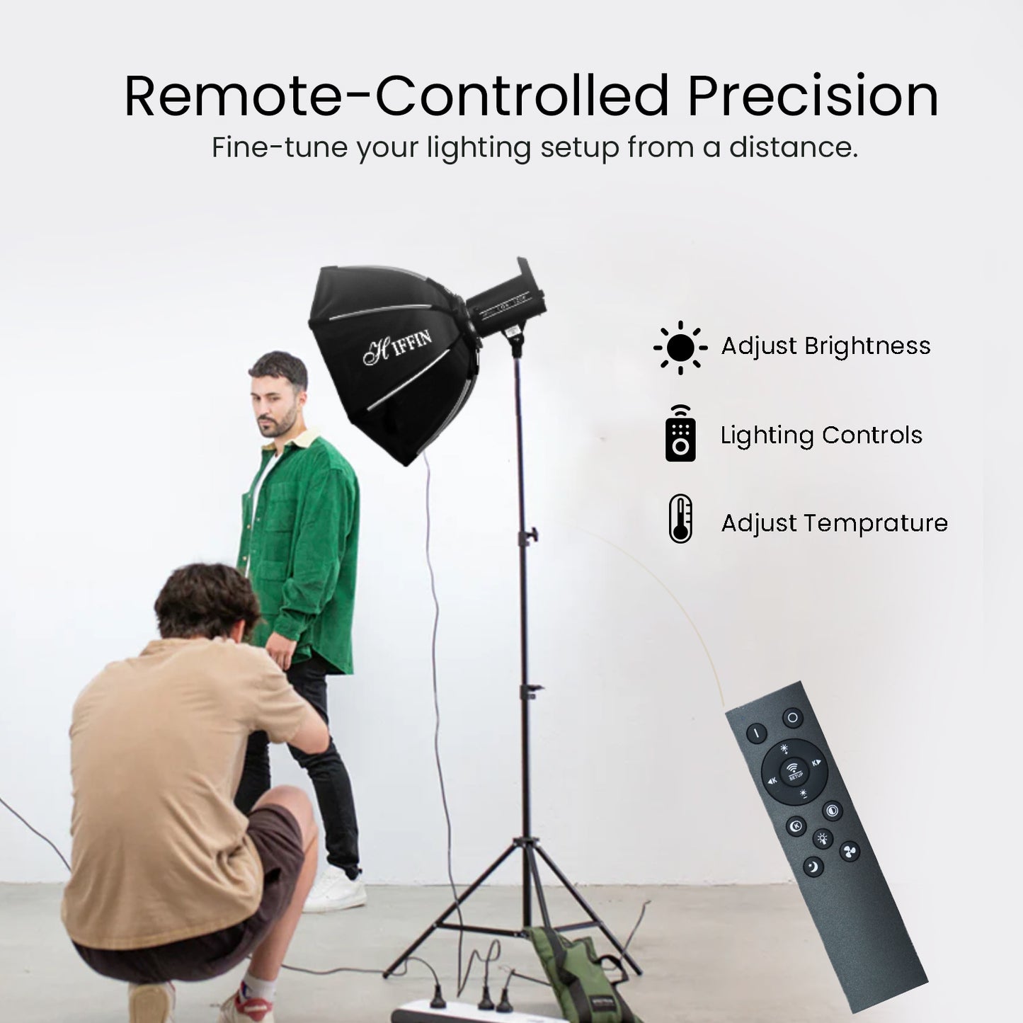 COB-120P Professional 120W Bi-Color Video Light for Studio Film Recording, 3200K-5600K Dimmable with Remote Control