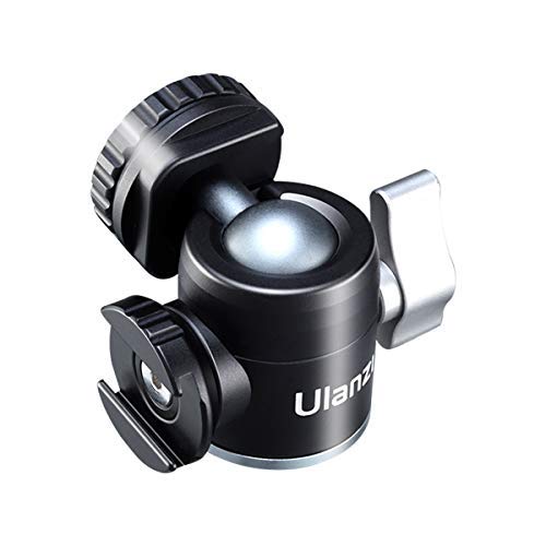 ULANZI U-60 Mini Ball Head, Dual Cold Shoe Mount, Aluminum Alloy 360° Swivel
