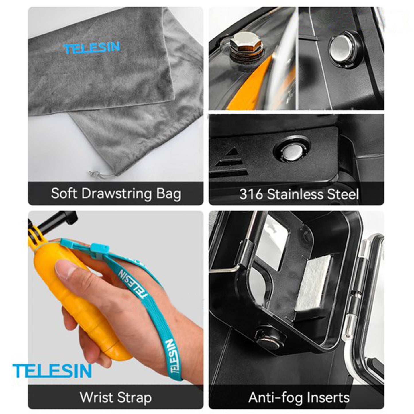 TELESIN 6-inch Dome Port Lens for Hero 12, 11/10/9 Black - Complete Underwater Photography Kit with Waterproof Housing, Floating Grip Trigger, and Transparent Cover