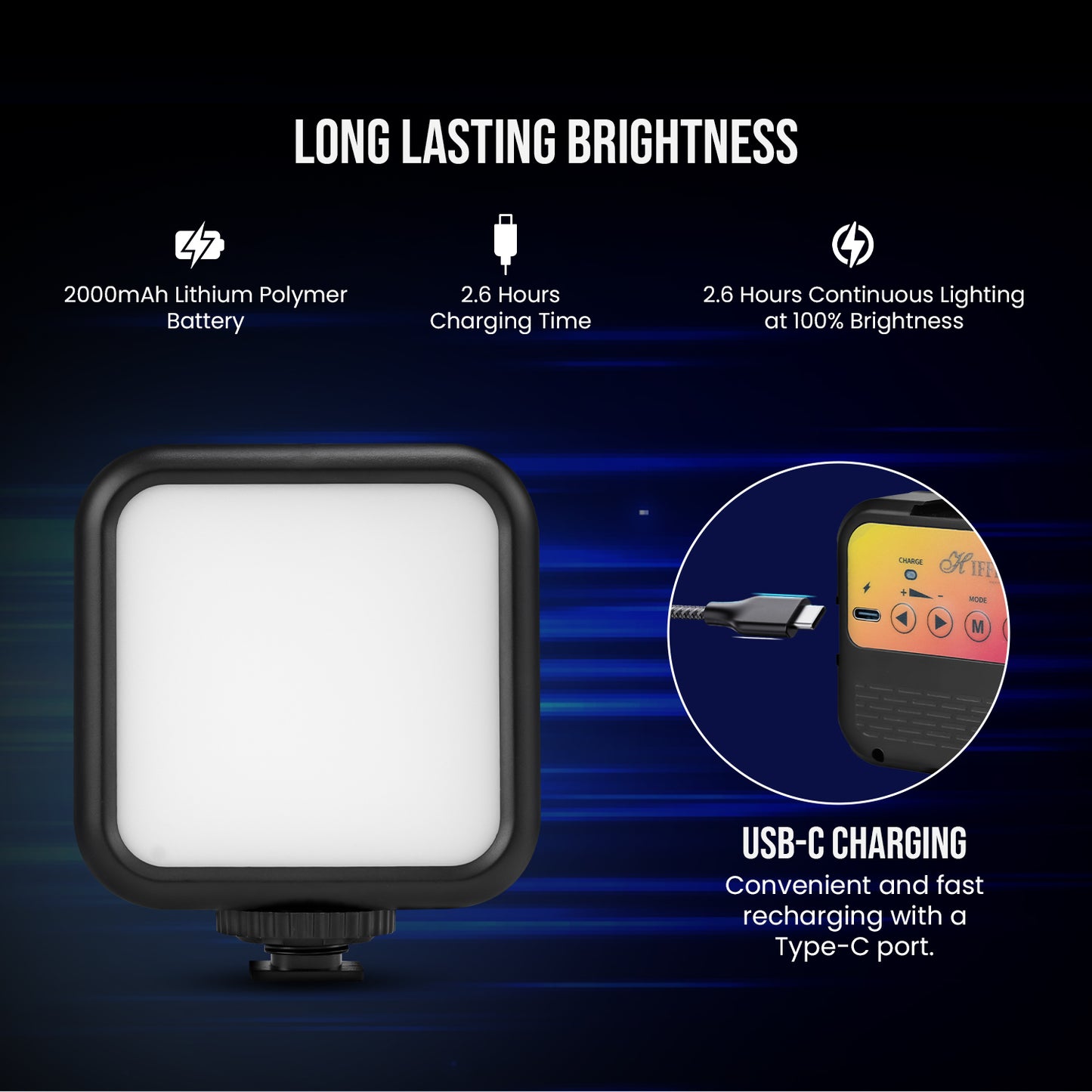 LT-003 Selfie Light 3000-9000K | 7W, 3 Modes, USB-C, Portable for Phones