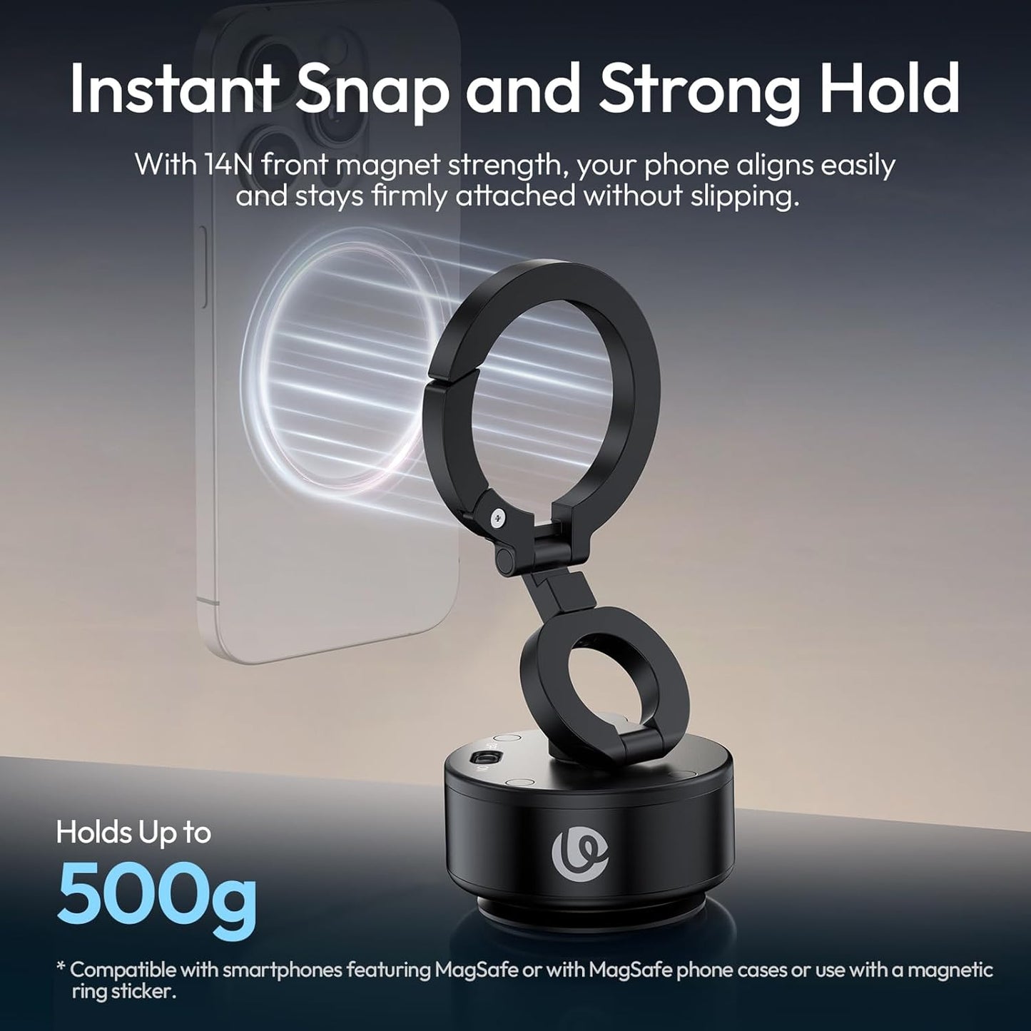 ULANZI SK22 Electric Magnetic Car Phone Mount 360° Adjustable Vacuum Holder