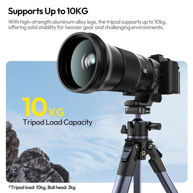 Ulanzi OMBRA II Travel Camera Tripod (T156) – Lightweight Portable Black Tripod