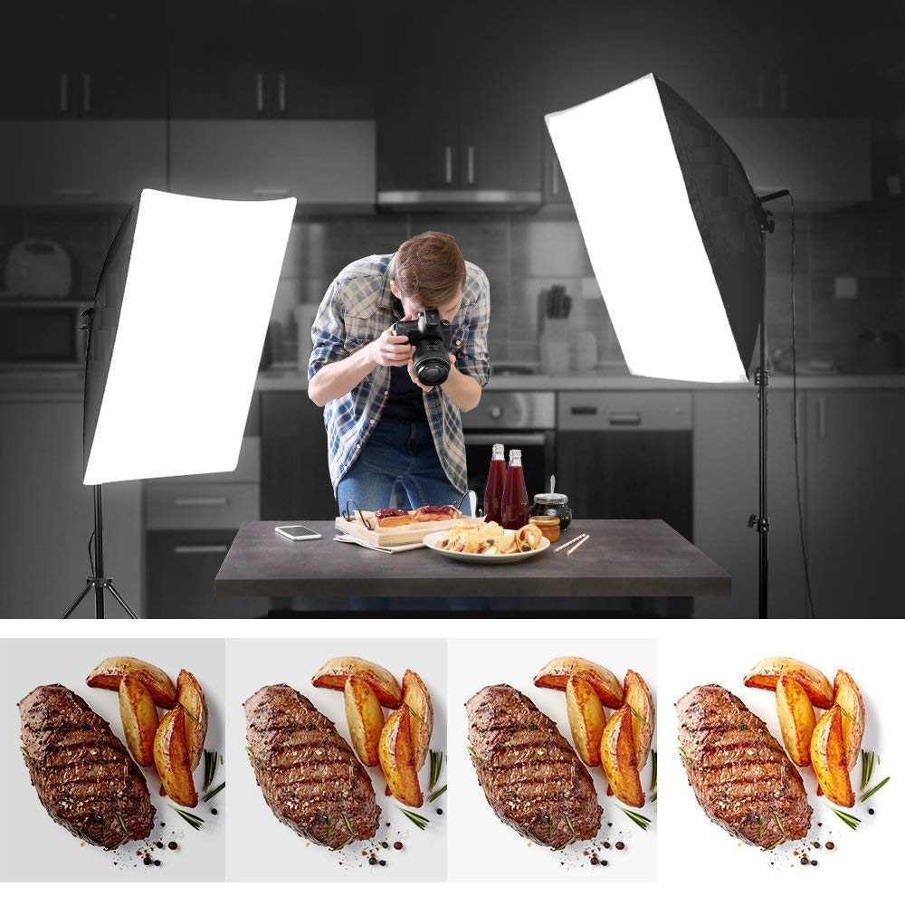 HIFFIN® PRO Quadlux Mark III Soft Led Still & Video Light Softbox 3 Point Lighting Kit with AC Power, YouTube Shooting, Videography, Portrait, Product Photography, Fluorescent Key,Fill,Rim Head Light