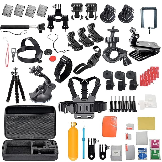 HIFFIN Branded 65 in 1 Compatible for GoPro, Sony Action Cam, Nikon, Garmin, Ricoh Action Cam, SJCAM, iPhone and Android | Epic Photo Shooting