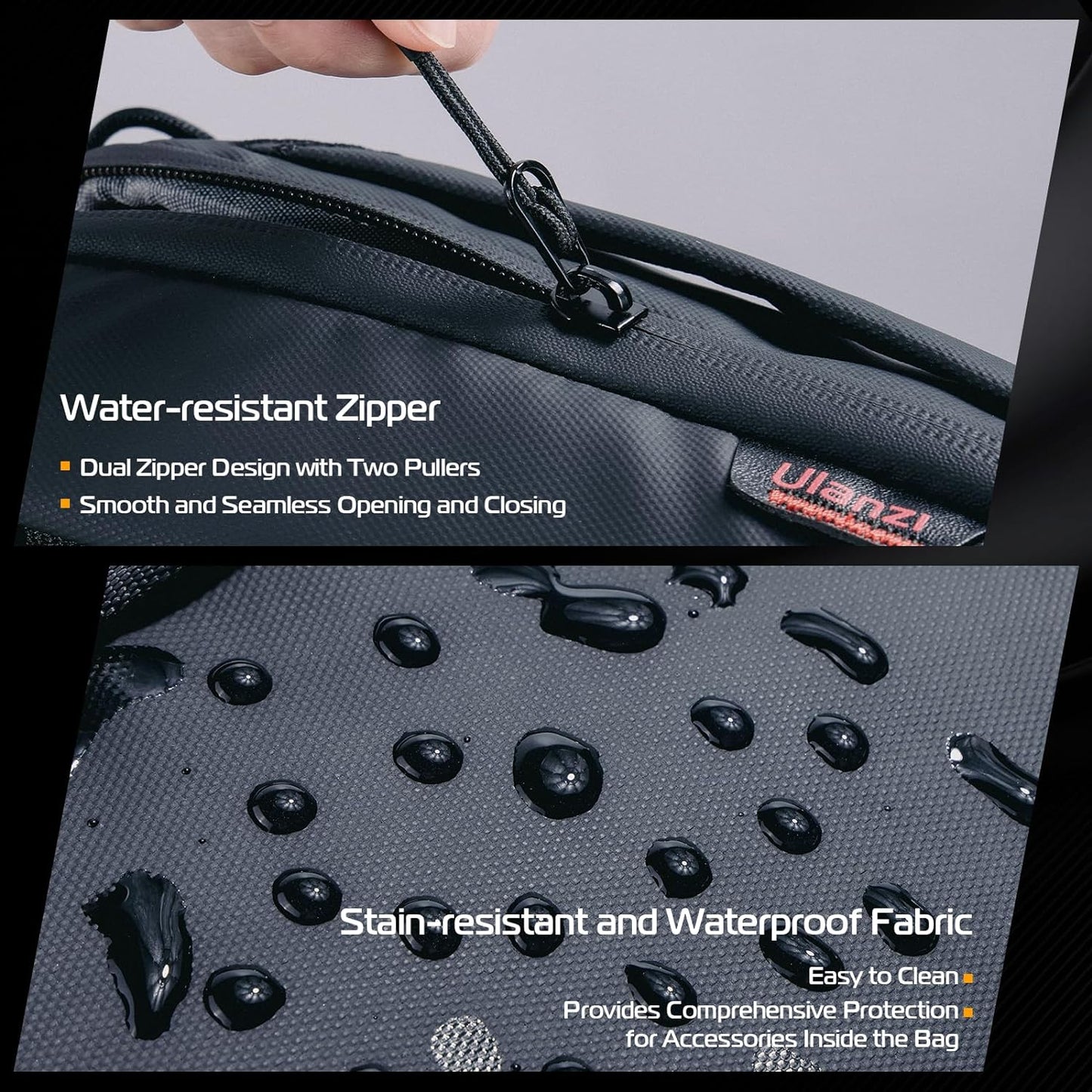ULANZI Traker Tech Pouch Mini 2L, Electronics Organizer, Black, 220×95×140MM