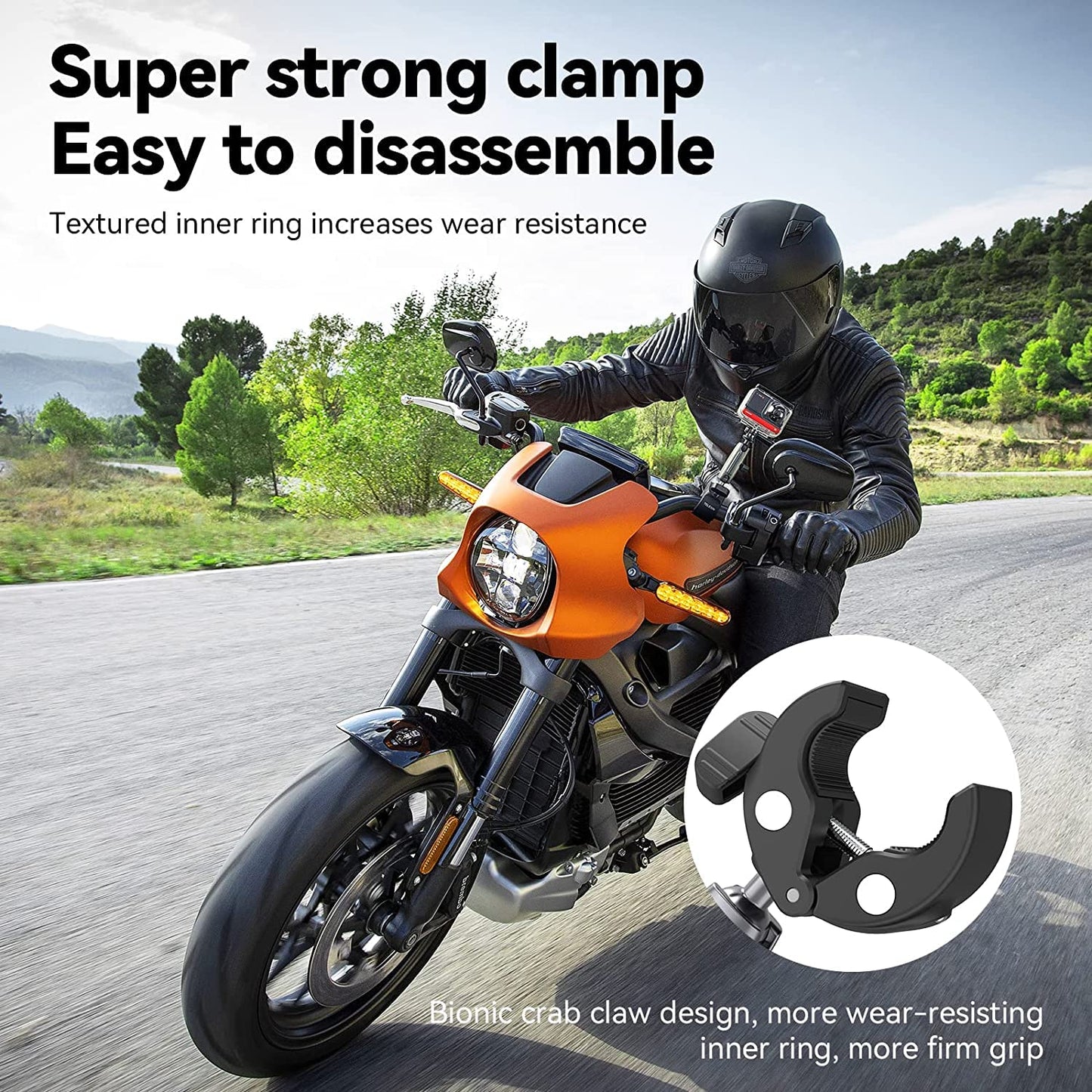 TELESIN Camera Clamp Handlebar Bike Mount 360° Double Ballhead Magic Arm with 1/4"-20 Thread for Motorcycle Monitor Canon Nikon DSLR/Gopro/LED Lights/Ronin-M/Ronin MX/Freefly