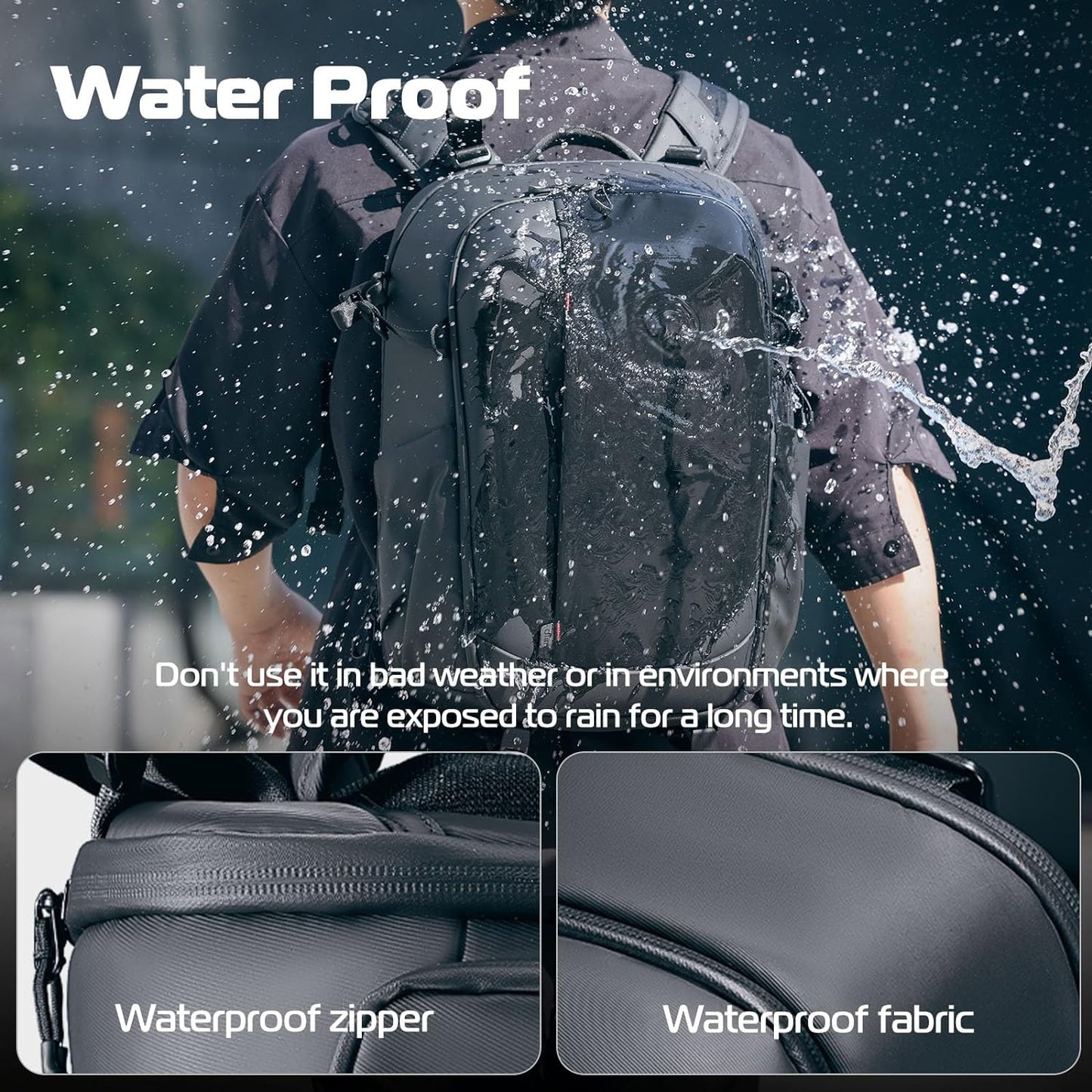 BP09 Waterproof Camera Backpack, Anti-Theft, 22L, for DSLR, Laptop, Black