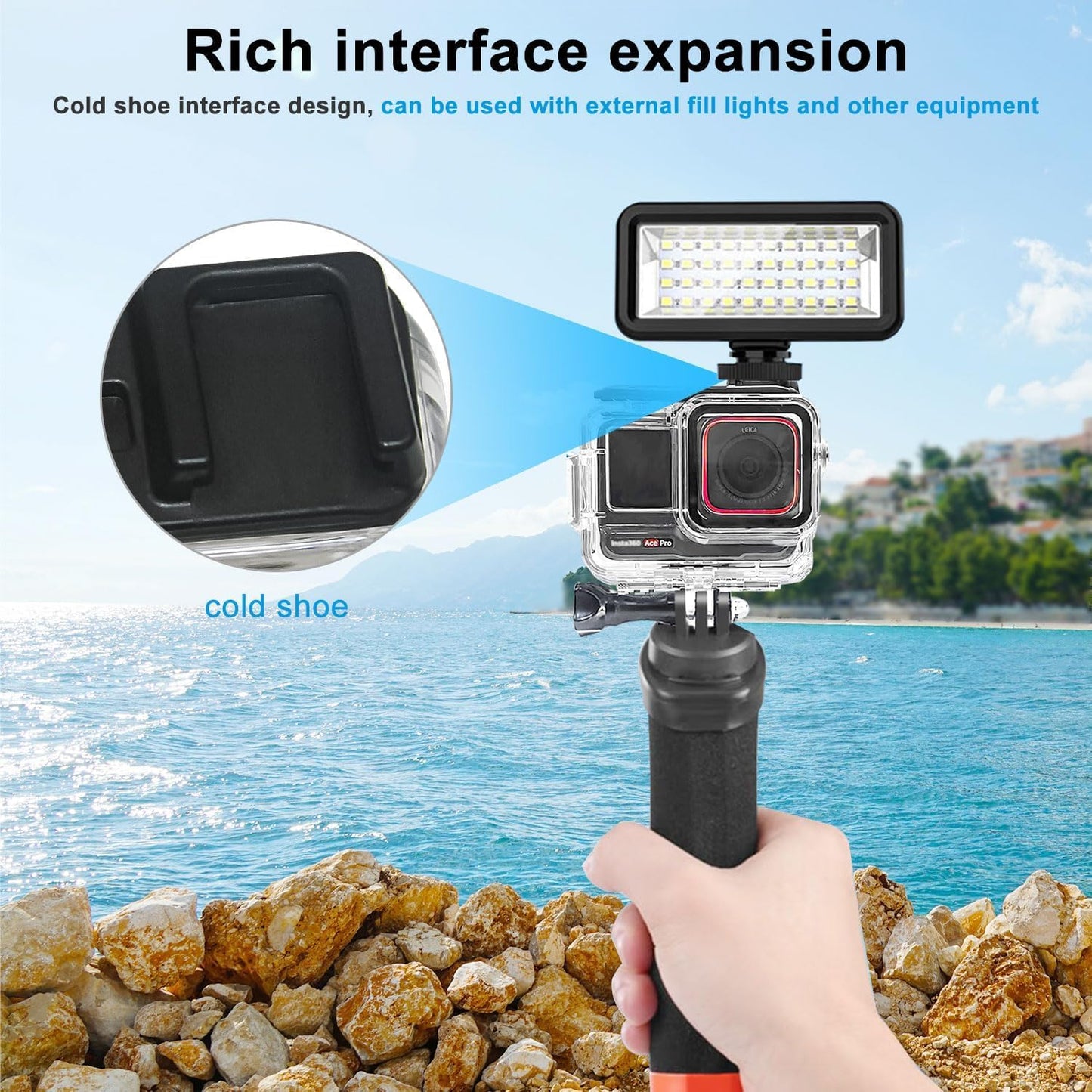 HIFFIN 60M(197ft) Waterproof Housing Case Compatible with Insta360 Ace Pro, Accessories for Insta 360 Ace Pro Waterproof Case, Protective Underwater Dive Housing Shell with Bracket Accessories