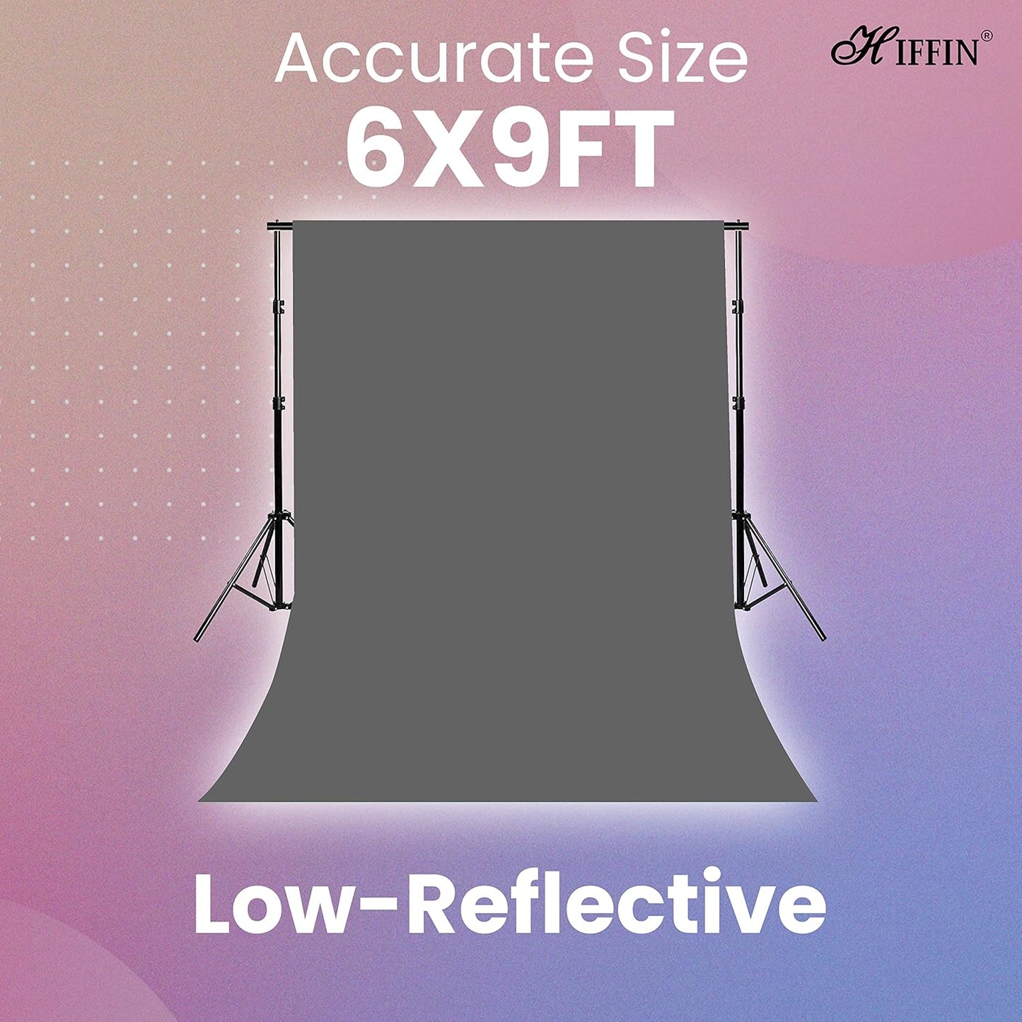 HIFFIN 6X9 Ft, Grey Professional Backdrop for Background Photography Background Stand for Photo Light Studio Accurate Size 6x9 Ft (6X9Ft Grey Curtain)