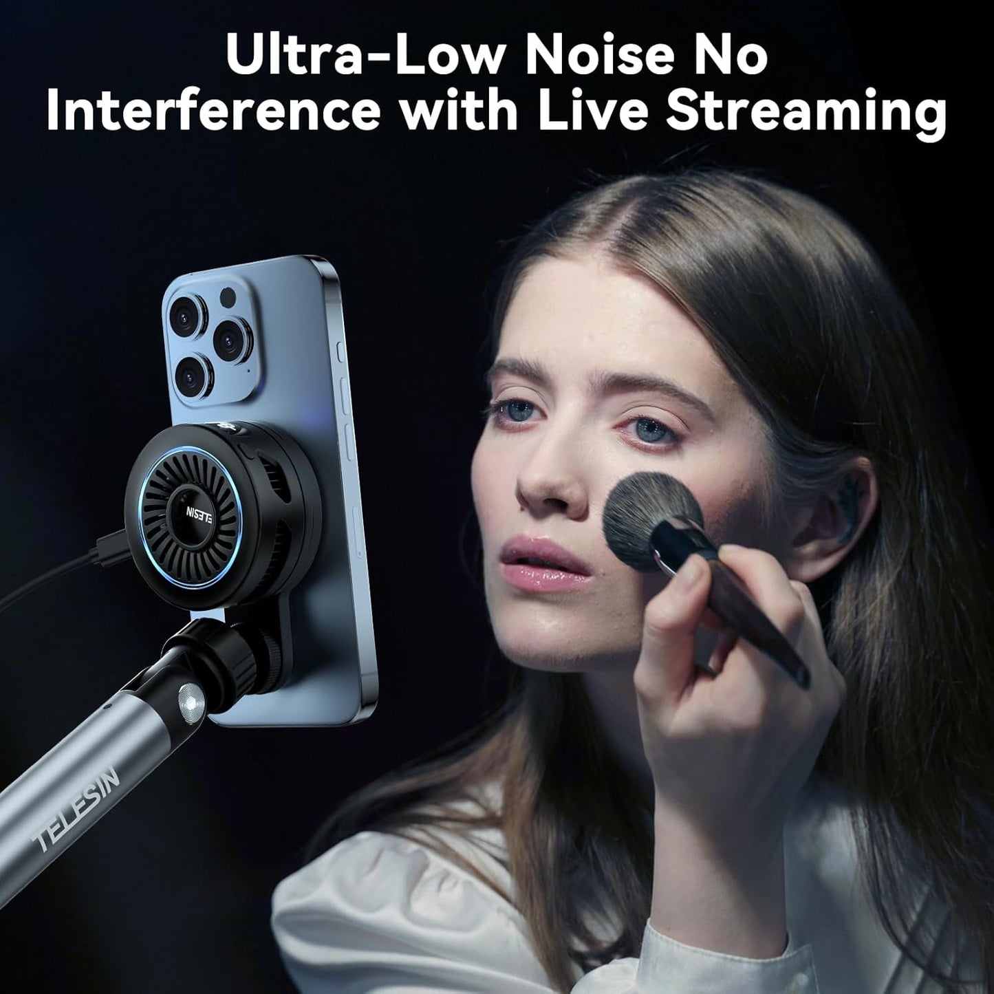 TELESIN Magnetic Phone Cooler for Gaming & Streaming, Semiconductor Cooling, Wireless Charging