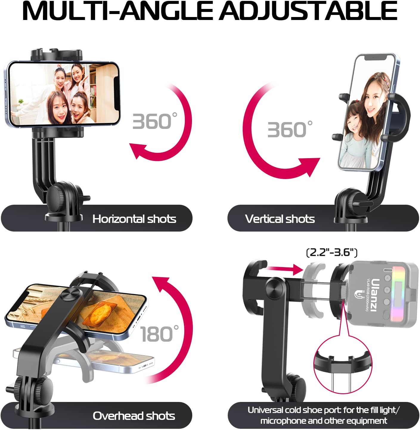 Ulanzi SK-03 1.6M Livestream Selfie Stick, 360 Rotation, Bluetooth