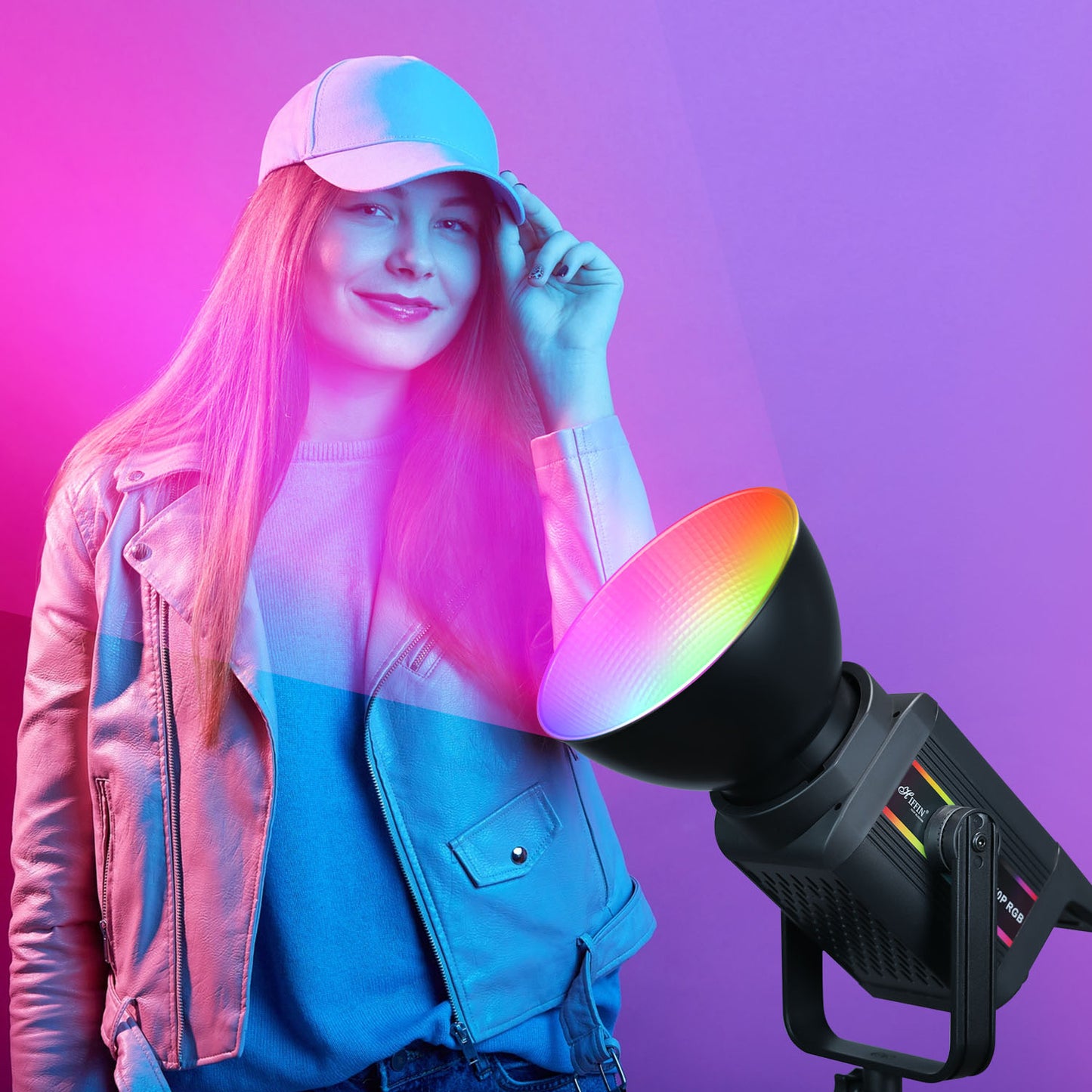 150 Watt RGB LED Video Light 2800K-6800K, 11 FX Modes, 9800Lm Brightness, Remote Control, 220V Power Supply
