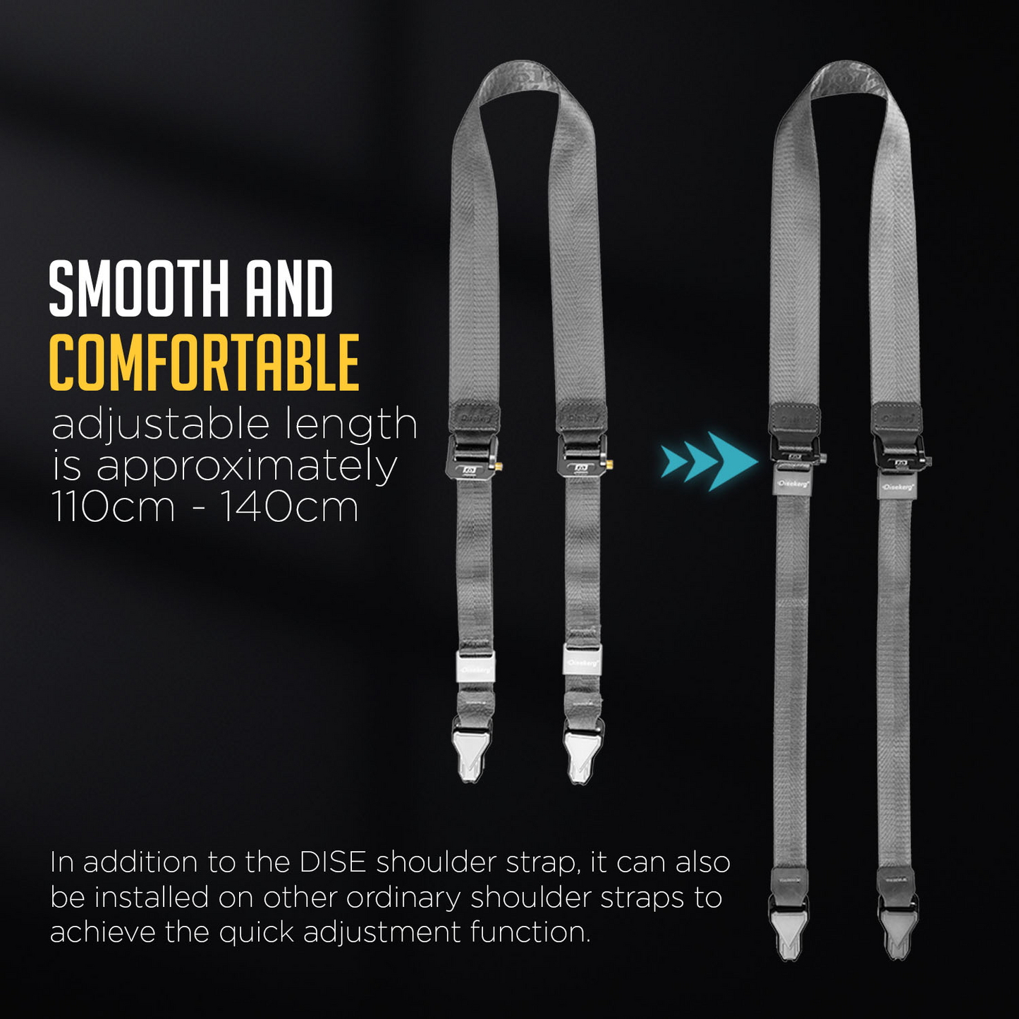 2-in-1 Camera Shoulder & Wrist Strap, 1.5" Wide with Magnetic Buckle, 90kg Load