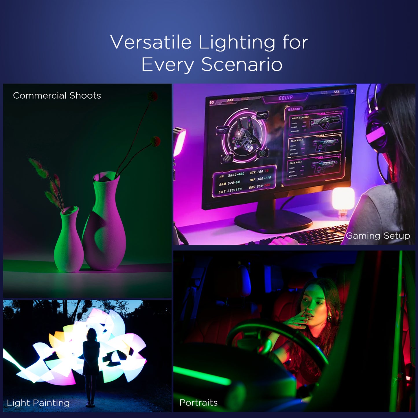 VL49 RGB Video Light, 3000-9000K, 1200mAh, 9 Effects, CRI 95+