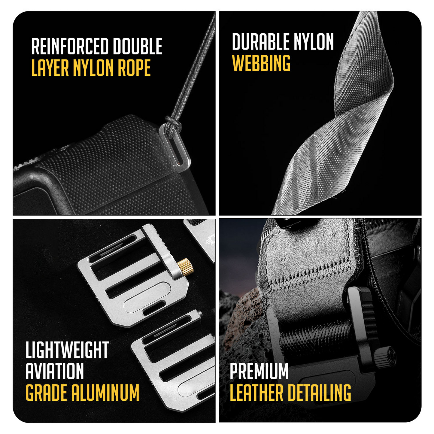 2-in-1 Camera Shoulder & Wrist Strap, 1.5" Wide with Magnetic Buckle, 90kg Load