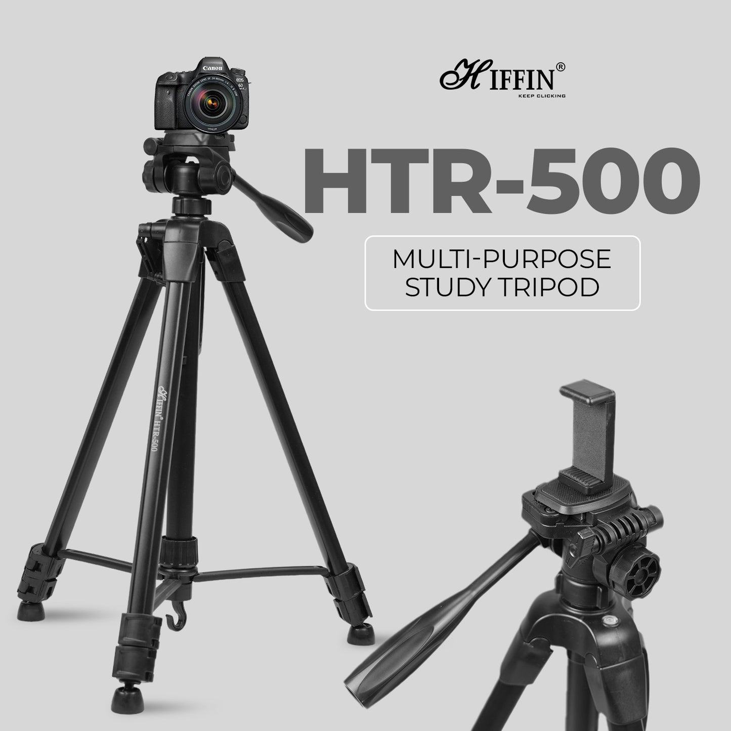 HTR-500 1700mm Lightweight Tripod | 5kg Load | DSLR & Mobile Stand