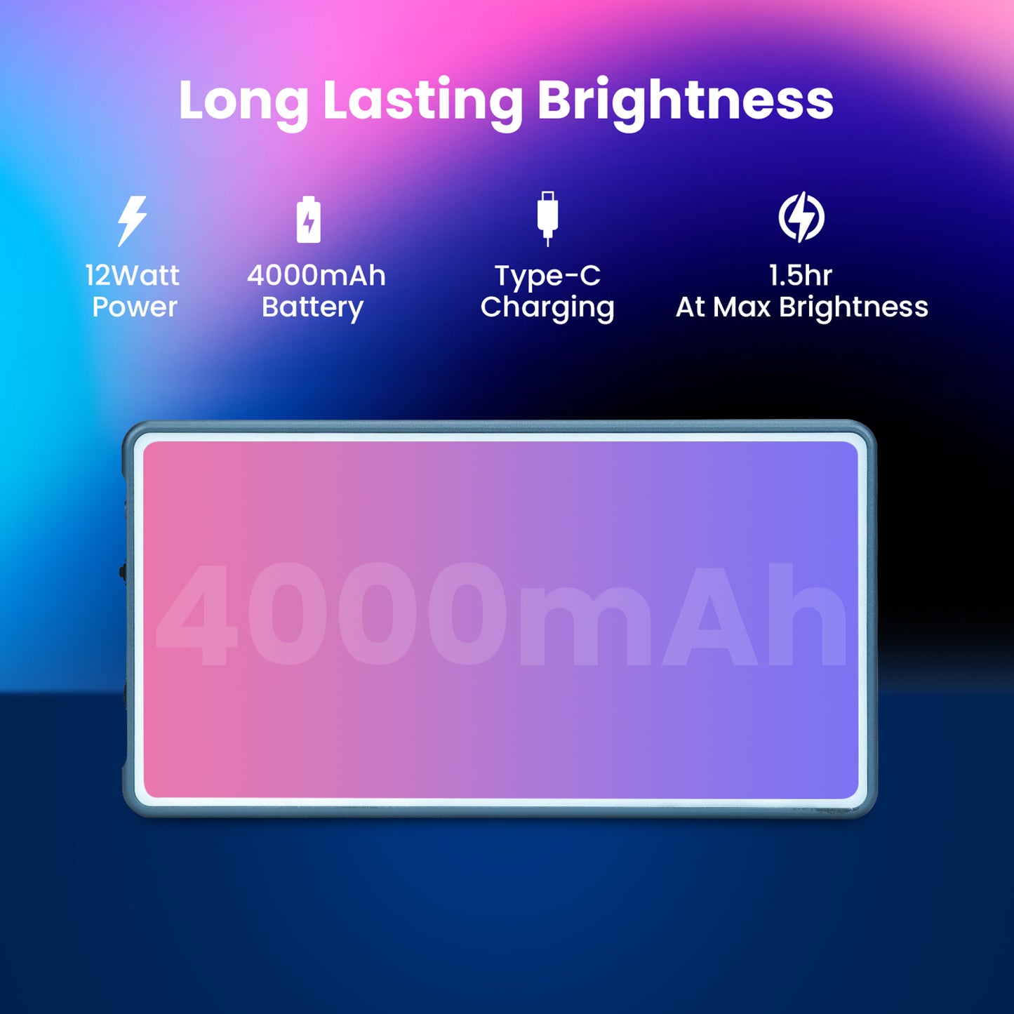 HF-138 Pro RGB Video Light, 21 Modes, 4000mAh, 2500K-9000K, 12watt