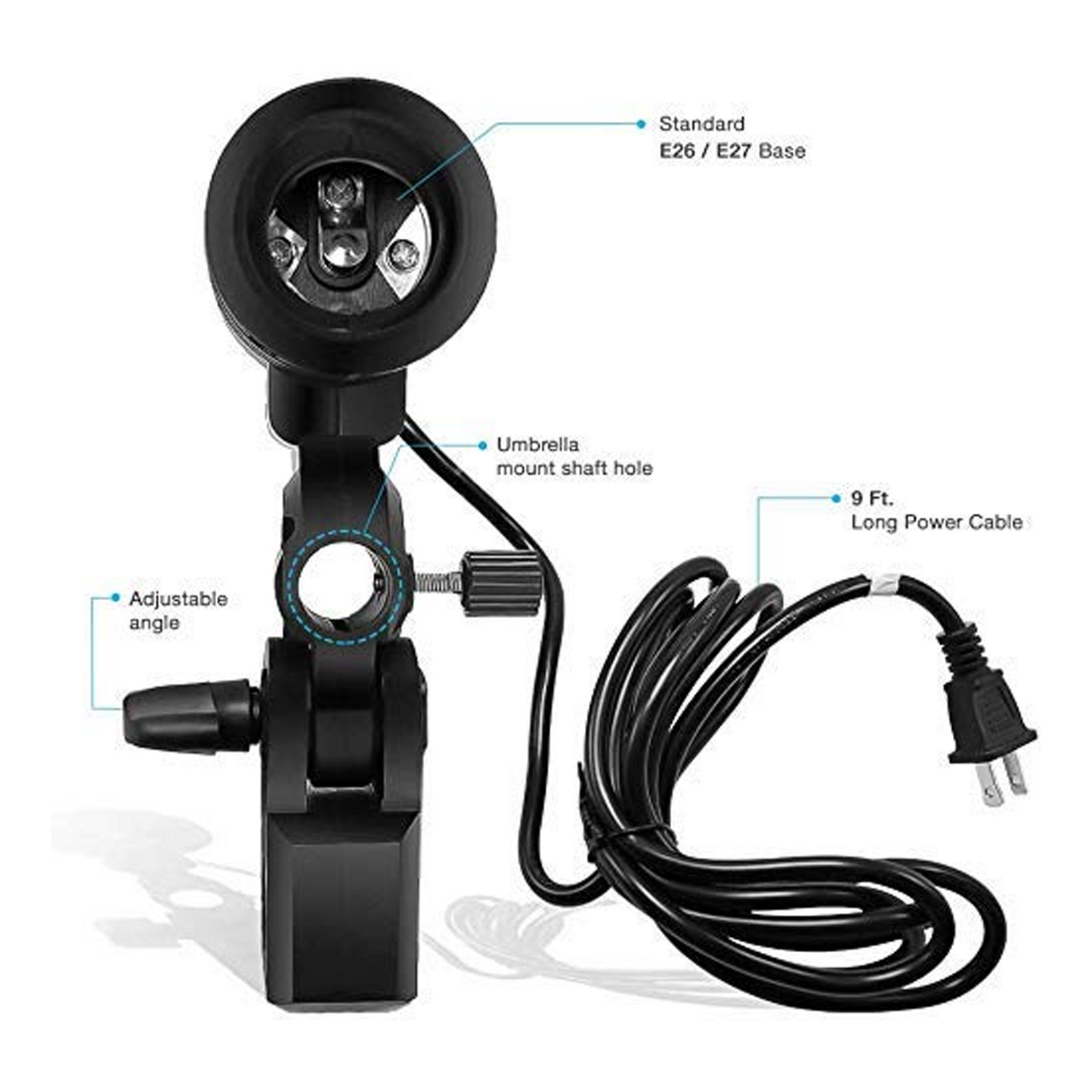 HIFFIN® Imported Photography Photo Light Lamp Bulb Single Holder E27 Socket Bracket Studio EU Plug