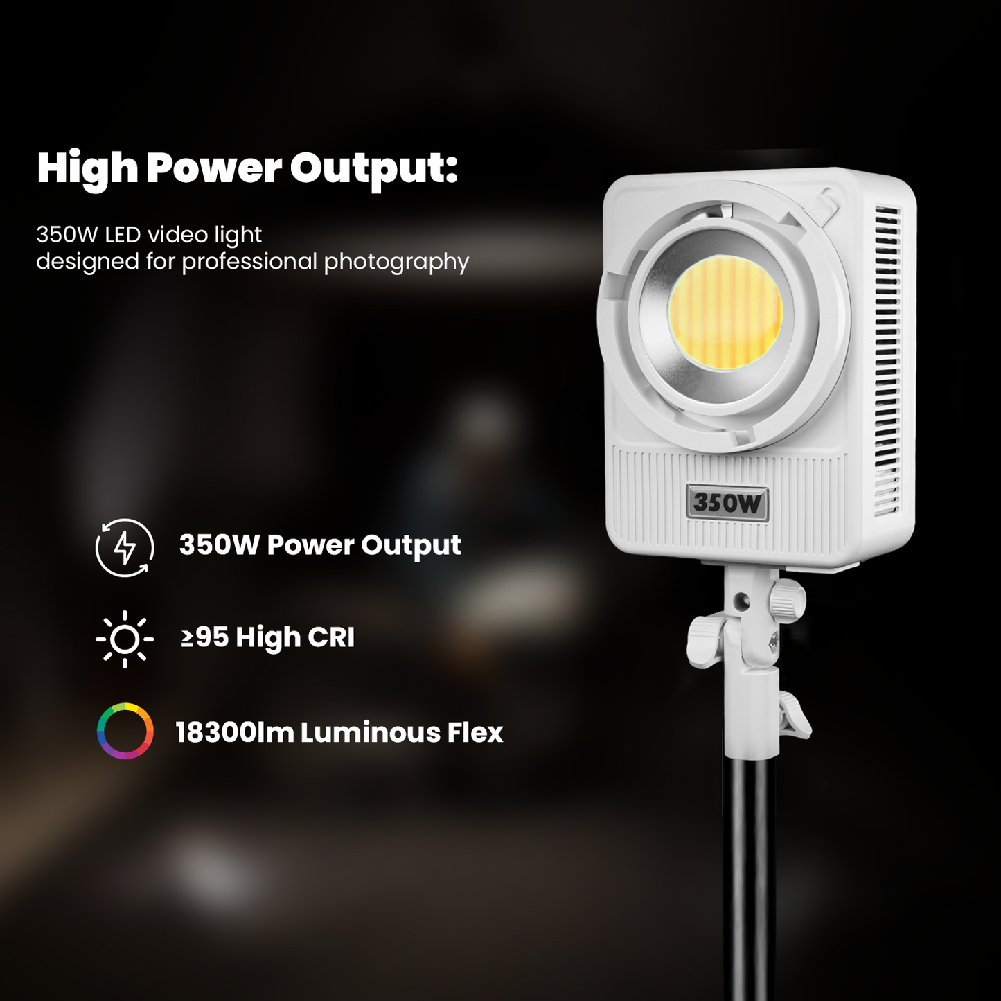 Compact 350 Watt Bi-Color Light | 22,100lm | CRI 95+ | CCT 2700K-6500K | Bowens Mount | App Control