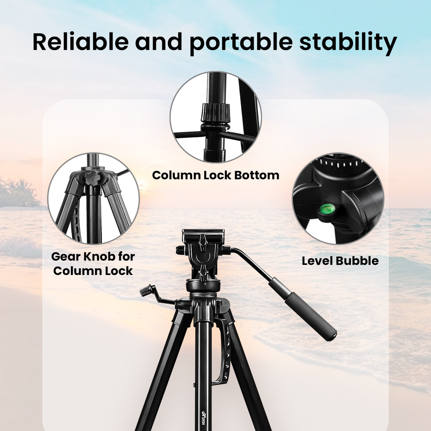 HF-880 1.65M (65 Inch) Heavy Duty Aluminum Professional Tripod
