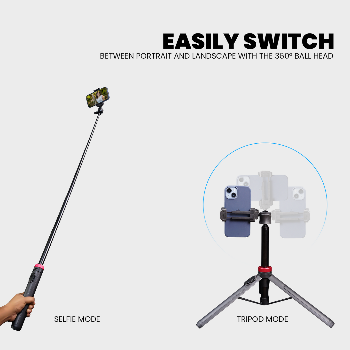HTR-44,  Extendable By 44", Tripod with Bluetooth Button, 360° Ball Head