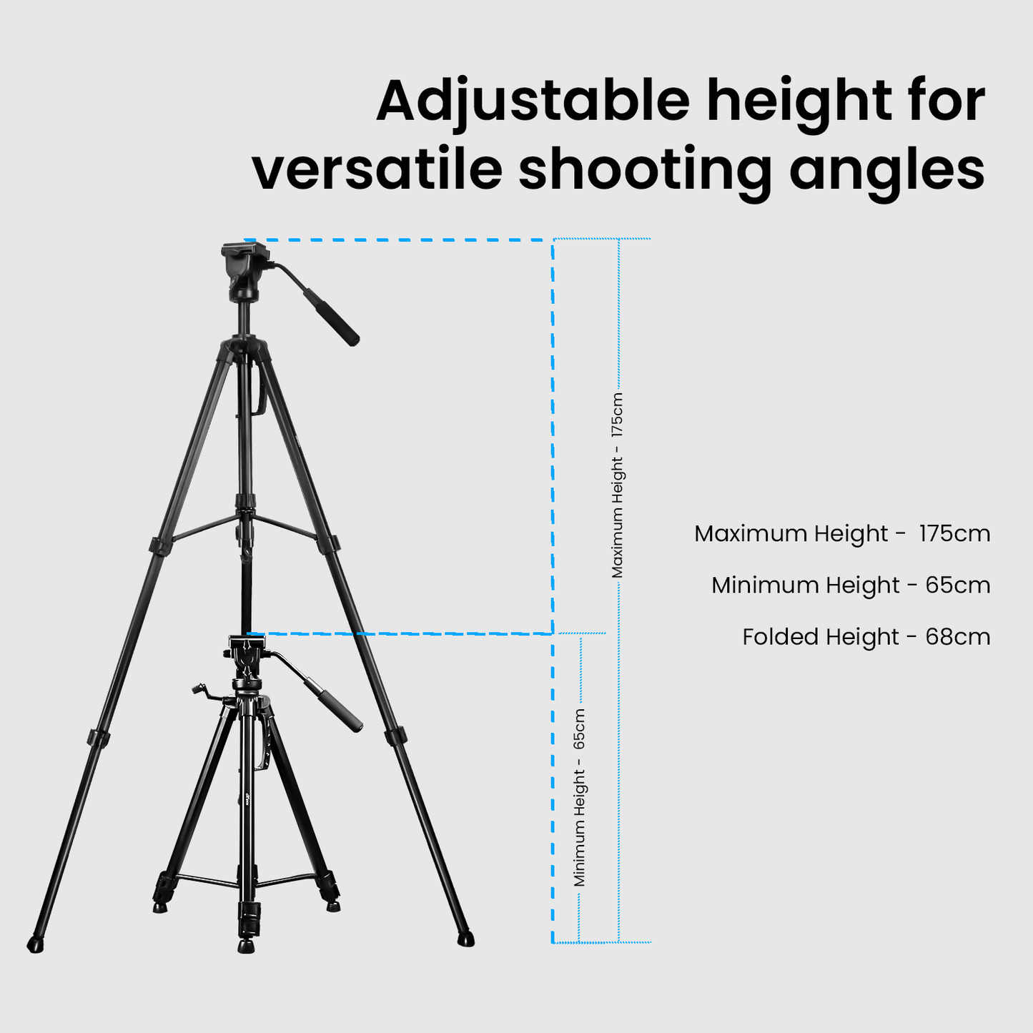HF-880 1.65M (65 Inch) Heavy Duty Aluminum Professional Tripod