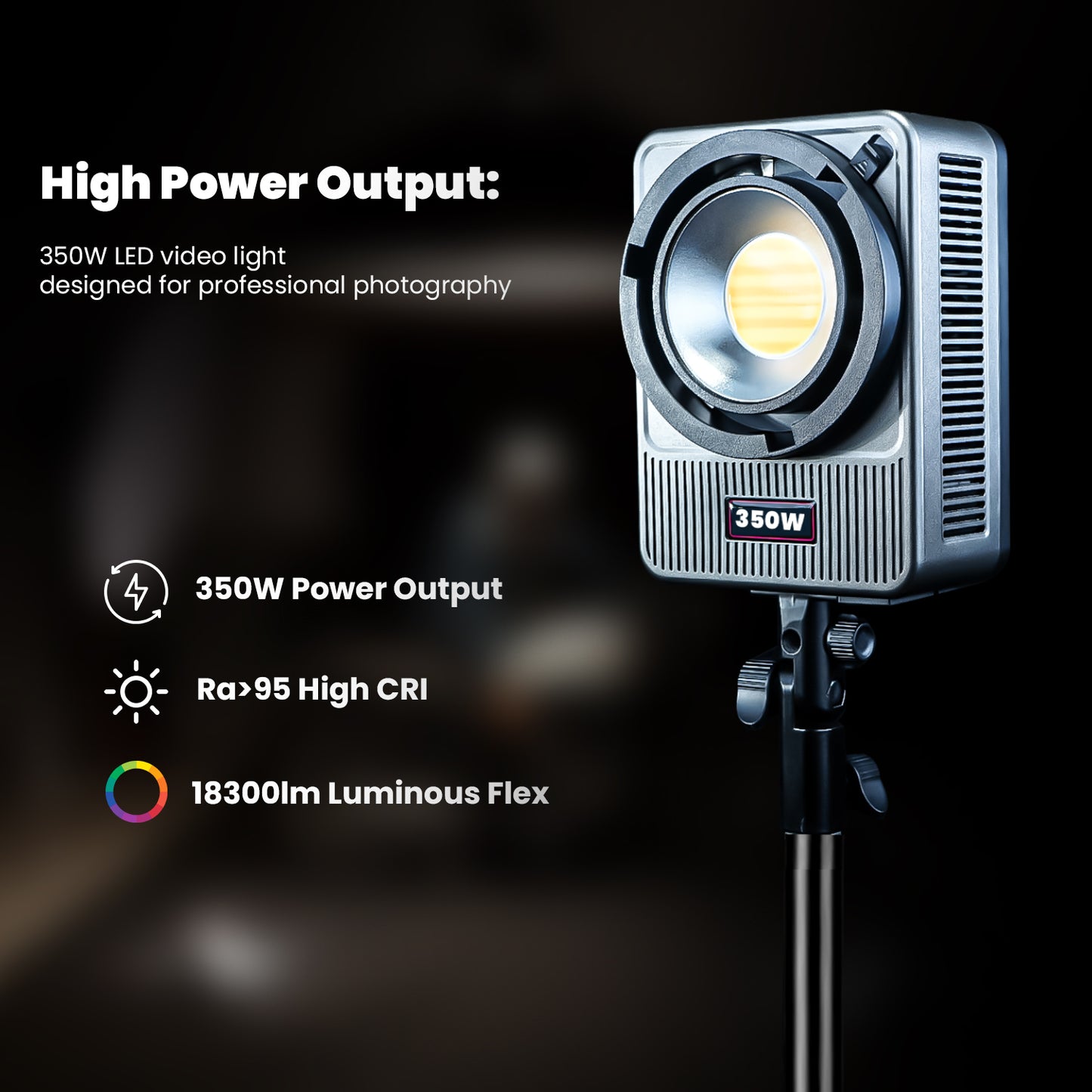 HF-350PRO Wonder Series 350W  Bi-Color Light | 25,800lm | CRI 95+ | CCT 2700K-6500K | Bowens Mount | App Control
