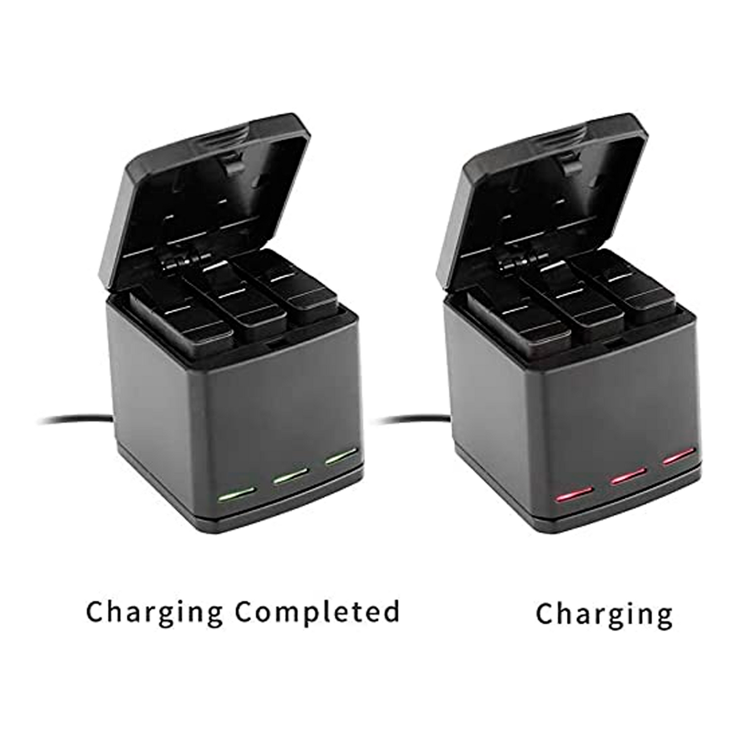 HIFFIN® 3 Channel GP-FXD-901 Battery Charger Compatible with Go Pro Hero 9 Black Action Camera with USB Cable Hero 9 Black Accessories