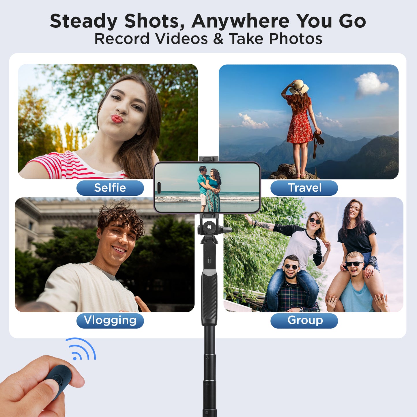 HIFFIN HST-63 Tripod – 63" Long, 360° Handle, Remote, Tri-Leg