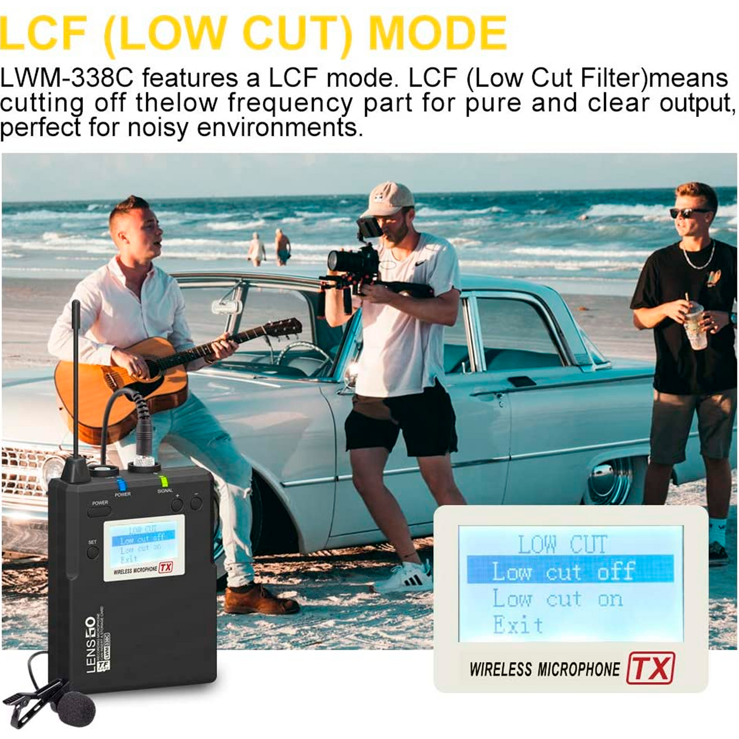 LENSGO LWM-338C Metal 99-Channel Professional Omnidirectional Wireless Lavalier Microphone System UHF Dual Transmitter and 1 Receiver Wireless Lav Lapel Mic for Camera DSLR Smartphone Video Recording