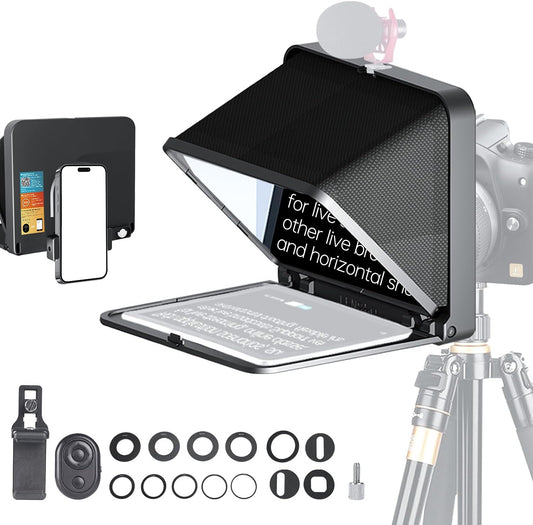 LENSGO TC7 8” Teleprompter for iPad Tablet Smartphone DSLR Camera w/Remote Control, APP Compatible with iOS & Android System for Online Teaching Vlog Live Streaming (TC7)