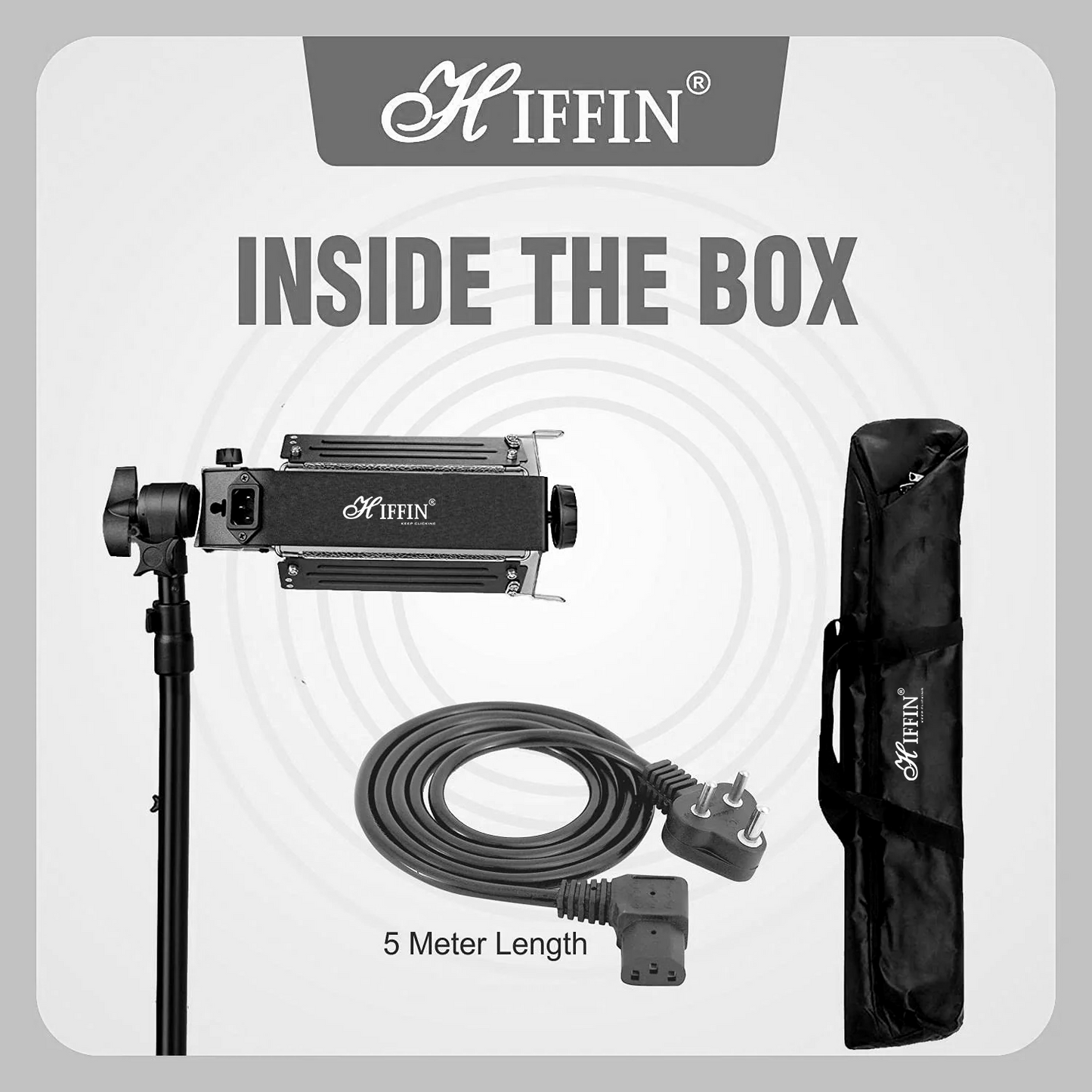 HIFFIN® Porta Light 1000w/3600k/240v with 5 Meter Wire and 1 Blub 1000w in (Black Color) with Silver Reflector in Porta Light