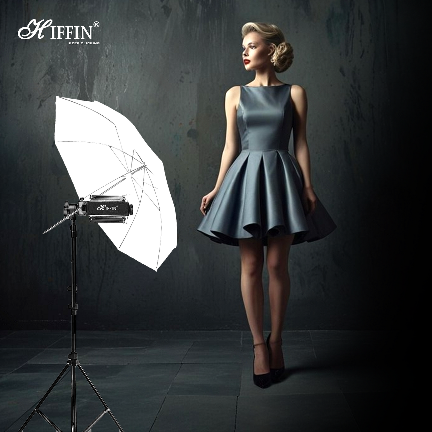 HIFFIN® Porta Light 1000w/3600k/240v with 5 Meter Wire and 1 Blub 1000w in (Black Color) with Silver Reflector in Porta Light