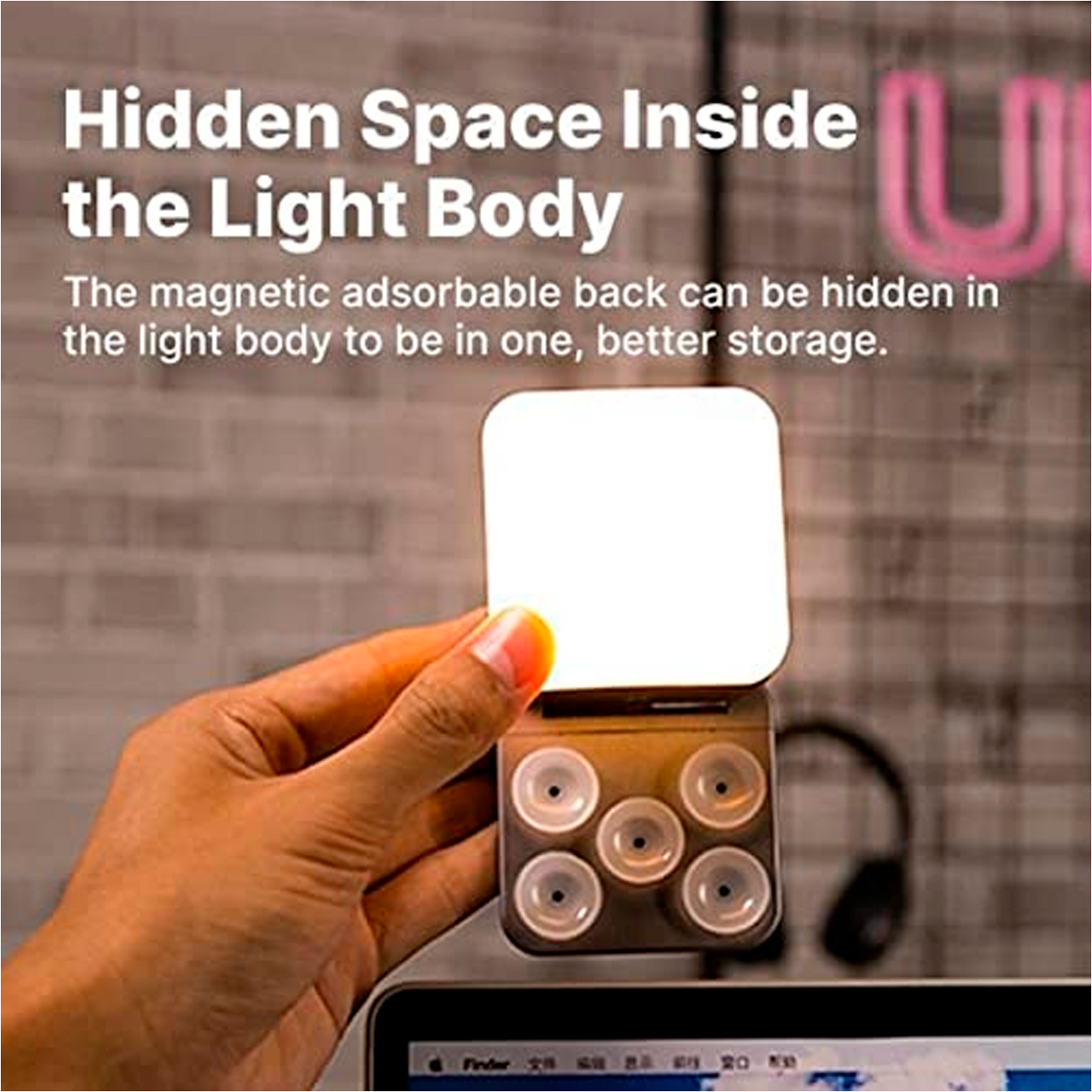 ULANZI CL15 2000mAh Mini Cube LED Suction Light Vlog Photography Fill Lighting Lamp for Video Conference/Live Streaming Broadcast/Zoom Meeting/Laptop Computer
