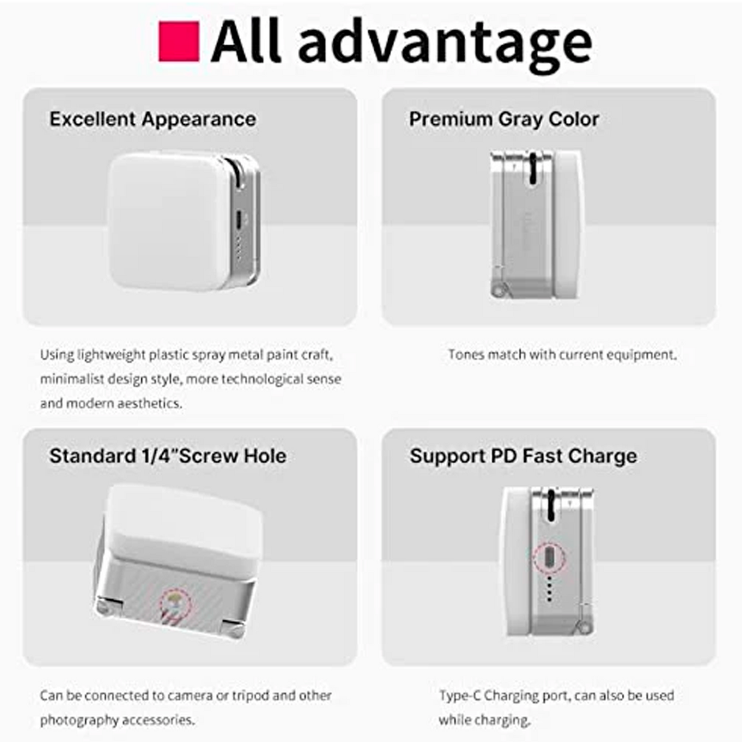ULANZI CL15 2000mAh Mini Cube LED Suction Light Vlog Photography Fill Lighting Lamp for Video Conference/Live Streaming Broadcast/Zoom Meeting/Laptop Computer