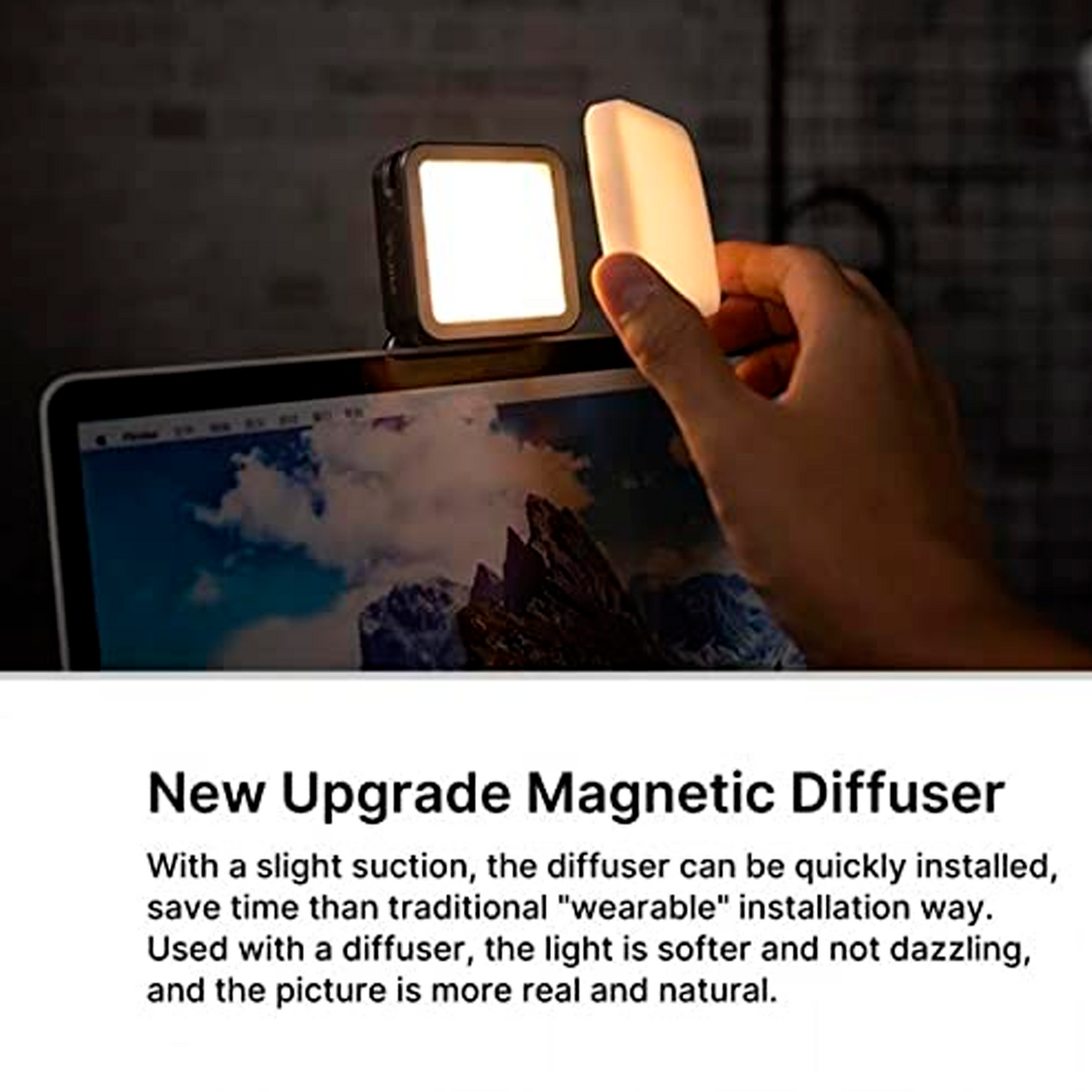 ULANZI CL15 2000mAh Mini Cube LED Suction Light Vlog Photography Fill Lighting Lamp for Video Conference/Live Streaming Broadcast/Zoom Meeting/Laptop Computer