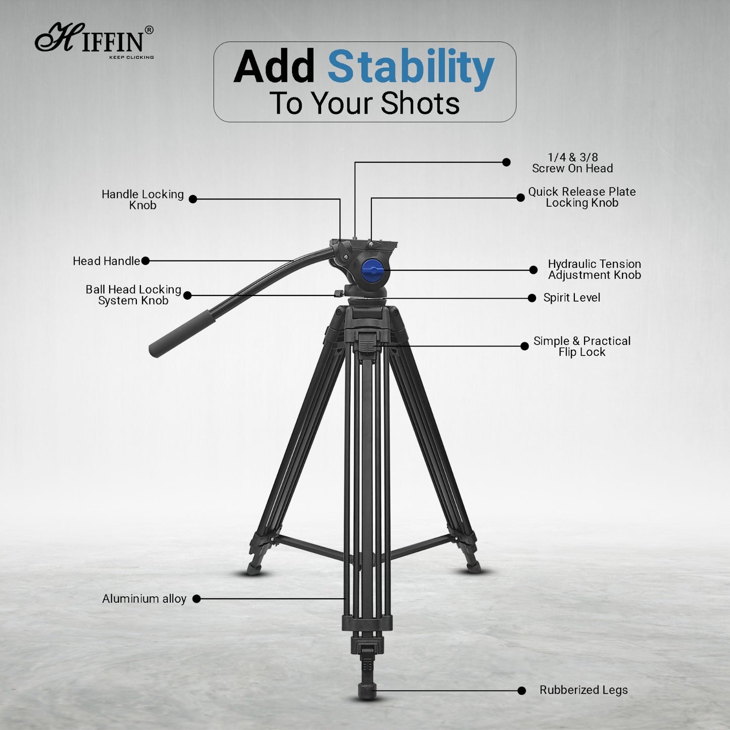 HTR-580 Professional Heavy-Duty Tripod, 160cm, Max Load 10kg