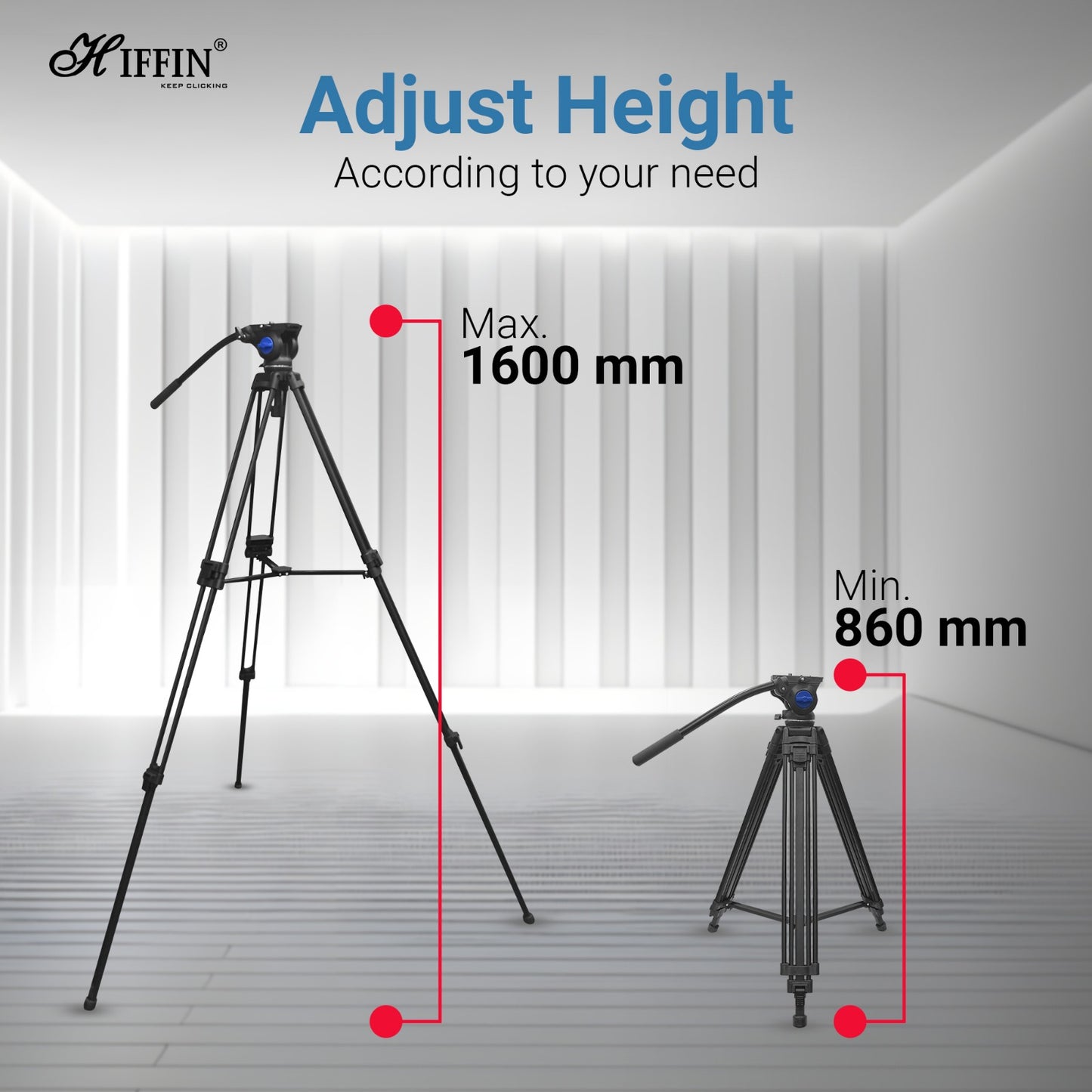 HTR-580 Professional Heavy-Duty Tripod, 160cm, Max Load 10kg