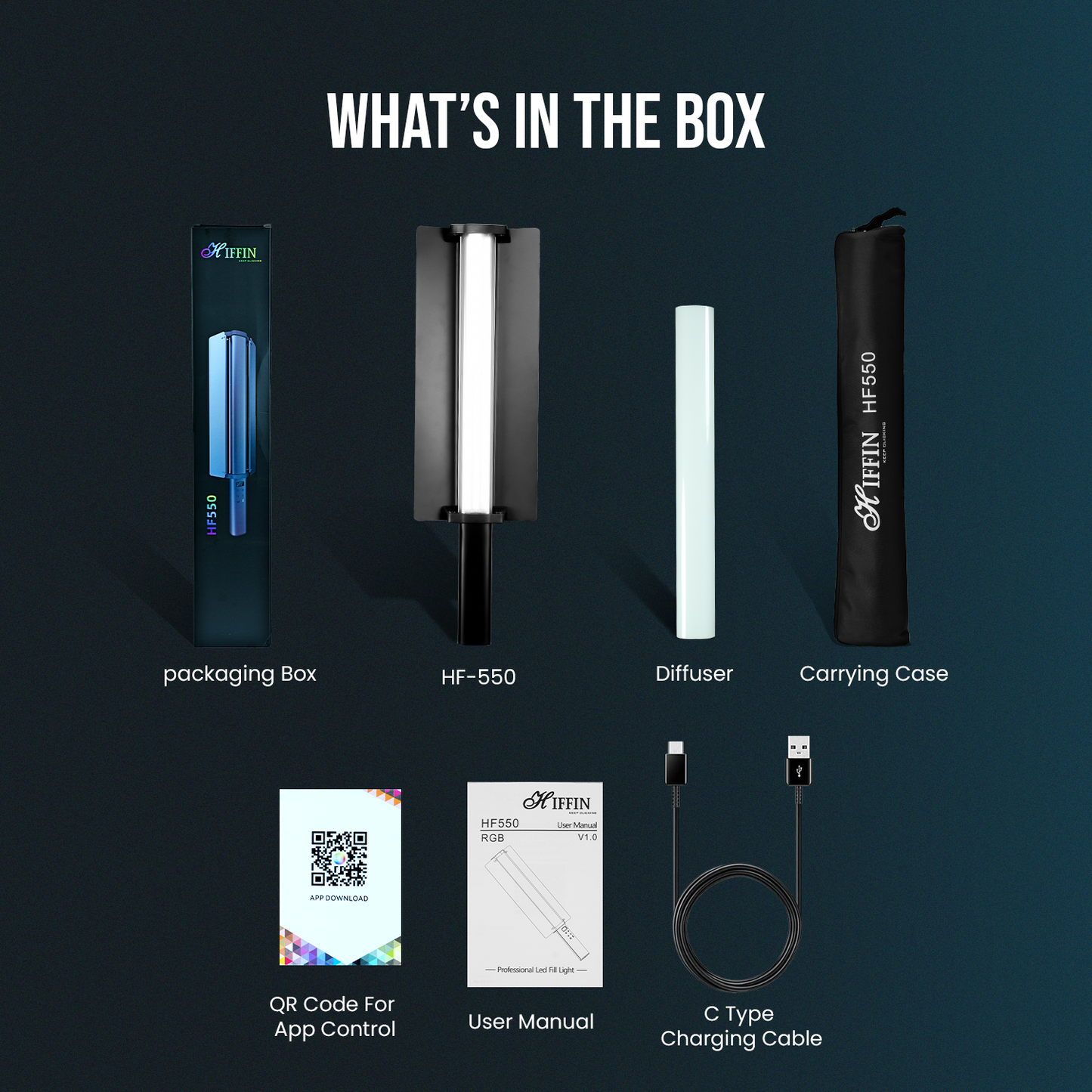 HF-550 RGB LED Stick Light 30W, 2500K-9900K, 24 FX, 4000 mAH BATTERY | App Control