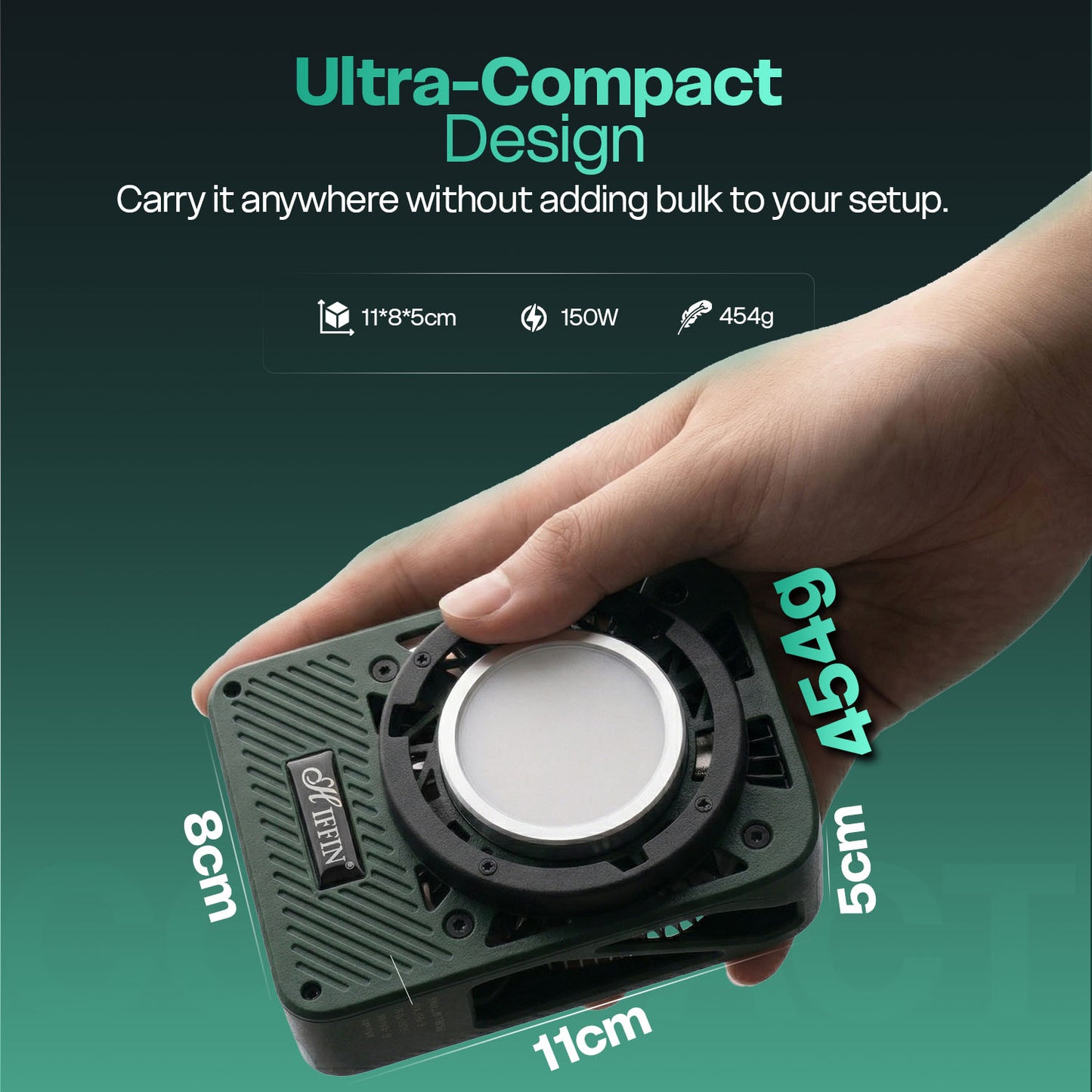 HF-150W RGB LED Light 150W Fan 2700-6500K 18300lm CRI95+ Dim 1-100% | App Control