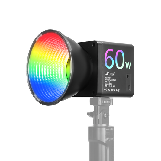 PL-60 RGB, 60 Watt RGB Portable Light |2500K-6500K | 26800mAh Battery | CRI 95+ | 24 Effects