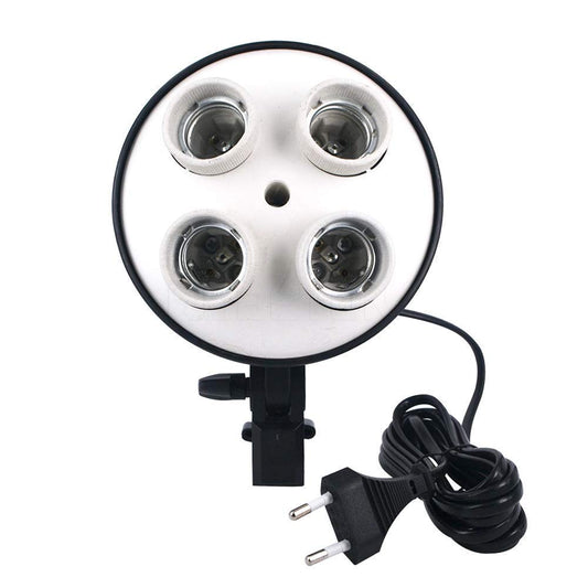 HIFFIN® Photography Photo Light Lamp Bulb Holder E27 Socket Bracket Studio EU Plug (E27 4 LAMP Holder)