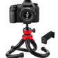 HIFFIN® 360 ° Rotatable Ball Head Flexible Gorillapod Tripod with Free Tripod Mount & Mobile Attachment for DSLR, Action Cameras & Smartphon - Black (Flexible Tripod 12 + 3 inches with Holder N)