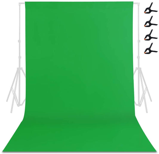 HIFFIN® 8 x 12 FT Green LEKERA Backdrop Photo Light Studio Photography Background with 4pcs Backdrop Support Spring Clamp 4.3"/11cm.