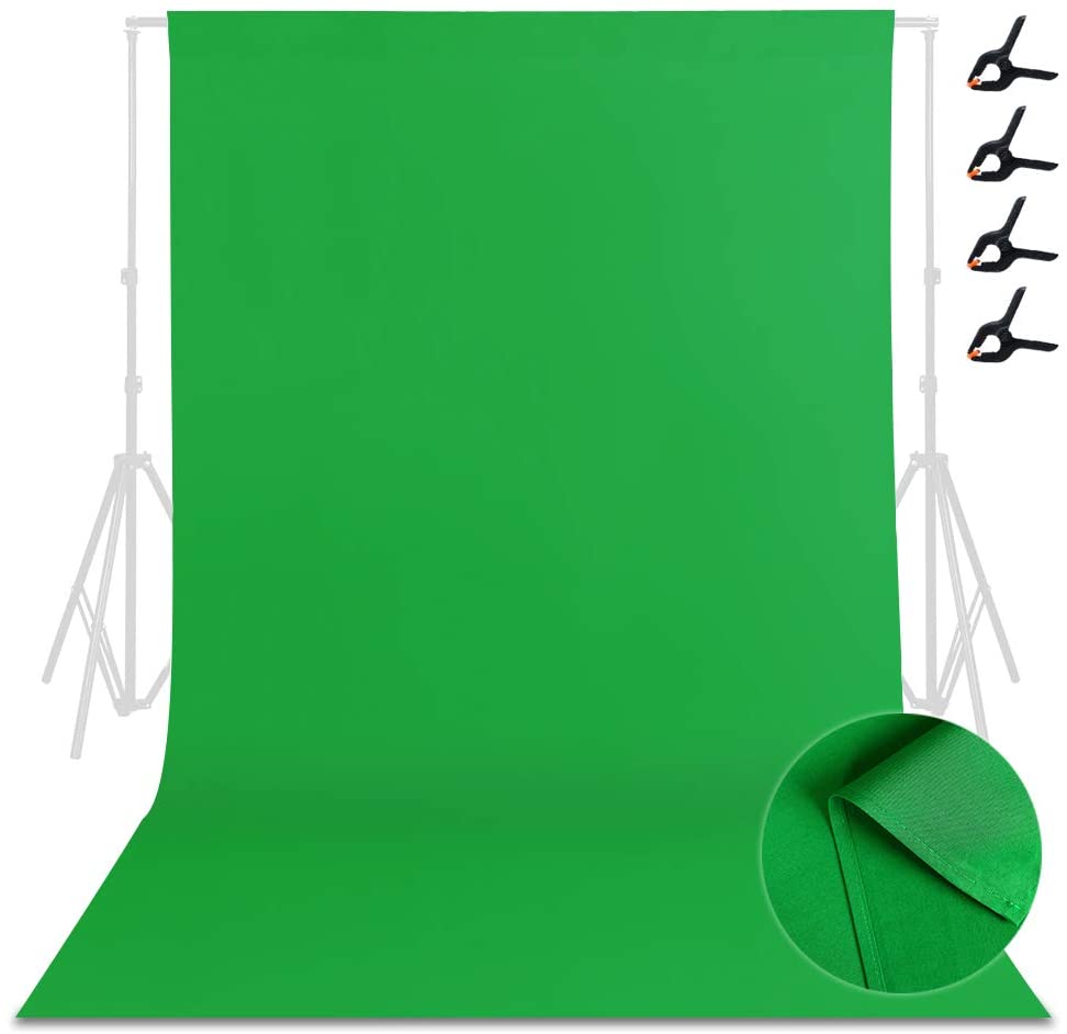 HIFFIN® 8 x 12 FT Green LEKERA Backdrop Photo Light Studio Photography Background with 4pcs Backdrop Support Spring Clamp 4.3"/11cm.
