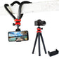HIFFIN® 360 ° Rotatable Ball Head Flexible Gorillapod Tripod with Free Tripod Mount & Mobile Attachment for DSLR, Action Cameras & Smartphon - Black (Flexible Tripod 12 + 3 inches with Holder N)
