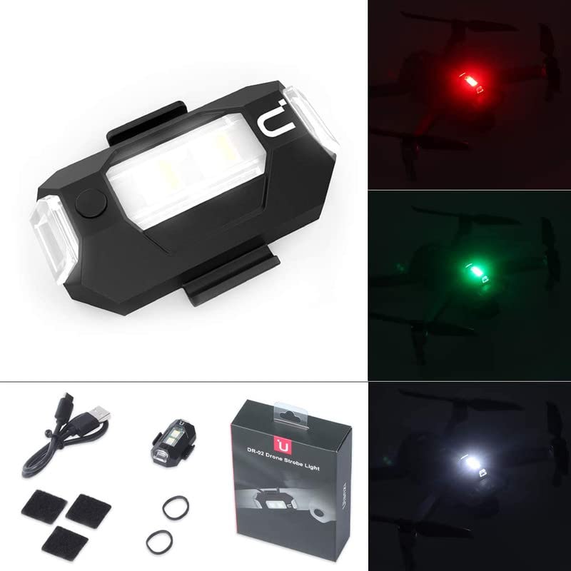 Ulanzi DR-02 Strobe LED Drone Light Compatible with DJI Mavic AIR 2 Pro Inspire 2 Pro; 3 km Visible Anti-Collision Light with Adjustable 3 Colours and 110mAh Battery