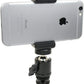 HIFFIN® Locking Ball Head with Phone Holder and Hot Shoe Adapter Set for use with DLSR or Tripod. Easily Attach Phone Mount w/Ball Head, or Other 1/4"-20 Parts. (Ball Head Phone Set)